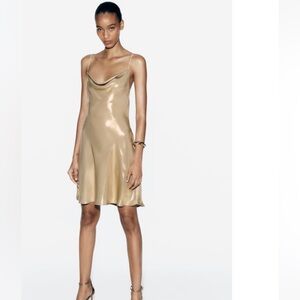 RHINESTONE STRAP FOIL MINI DRESS